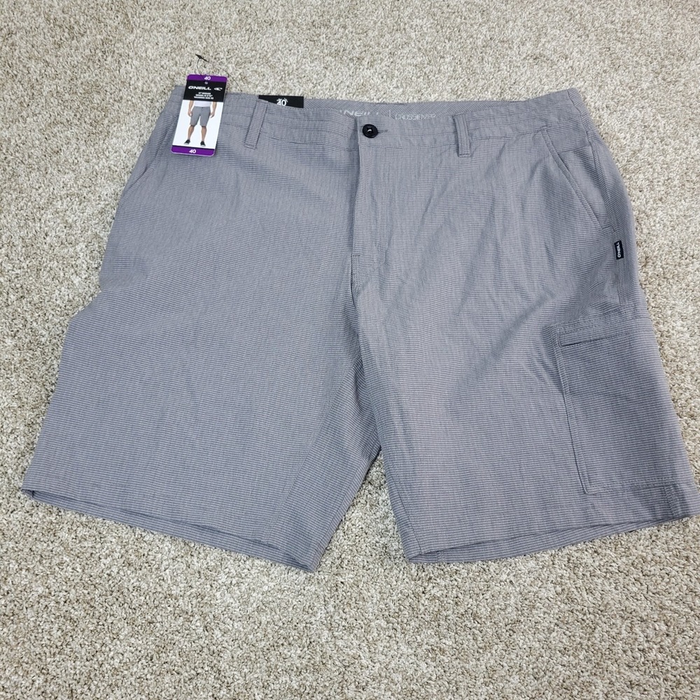NWT O'Neill Crossover‎ Hybrid Mens 40 Gray Striped Chino Shorts